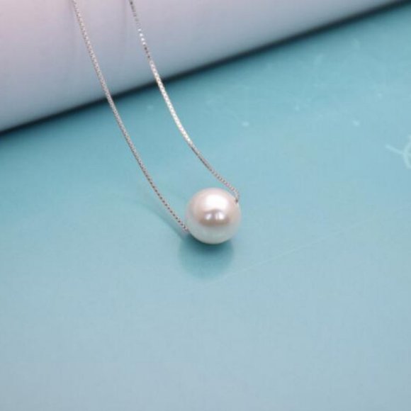NEW 925 Sterling Silver Simple Pearl Necklace - Picture 6 of 8
